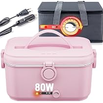 Gamelle Chauffante électrique 1,5L - 80W, 12V/24V/220V - Pour Voiture, Bureau, Voyage - Acier Inox 304, Chauffage Rapide