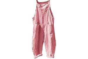 Gyaimxfu Monos Mujer Verano 2024 Rayas Casuales Jumpsuit Una Pieza Camiseta sin Mangas Mamelucos Pantalones Anchos de Rectos Playsuit Ropa de Playa Informal Elegante Peto