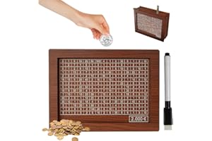 JIAHUADE Hucha De Madera Niño,Hucha De Madera con Cristal,Hucha con Metas De Ahorro,Hucha para Niños con Objetivo De Ahorro,Hucha con Contador (2000)