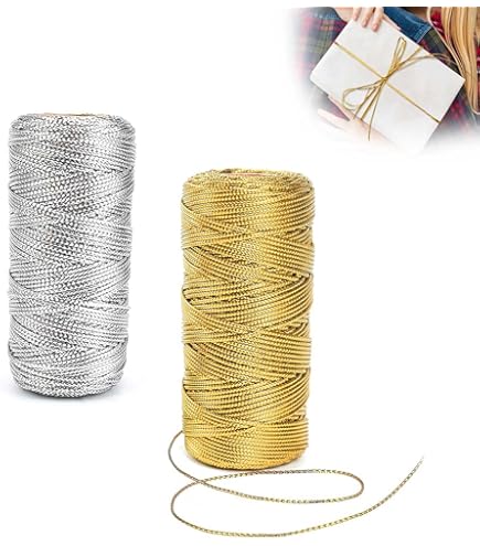 Fil Doré Et Argenté Pour Décorations Noël - 2 Rouleaux De 100 Mètres - Corde Métallique Pour Emballage Cadeaux, Suspension, Bricolage - Augshy