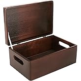 Creative Deco XL Rode Grote Houten Doos Opbergdoos | 40 x 30 x 14 cm ( /-1cm) | met Deksel | zonder Handgrepen | Perfect voor Documenten, Kostbaarheden, Speelgoed en Gereedschap