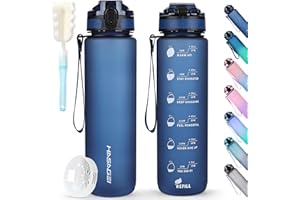HASAGEI Sports Trinkflasche 1L Wasserflasche 1 Liter Trinkflasche BPA Frei Tritan Sportflasche mit Verschlussdeckel und auslaufsicher, für Fitnessstudio,Schule,Radfahren,Outdoor,Sport,Fitness und Büro