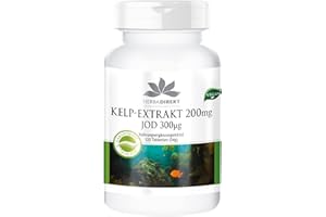 HERBA DIREKT Kelp Extract 200mg, Contains 300mcg Iodine, Vegan, 120 Tablets | HERBADIREKT by Warnke Vitalstoffe - German Pharmacy Quality