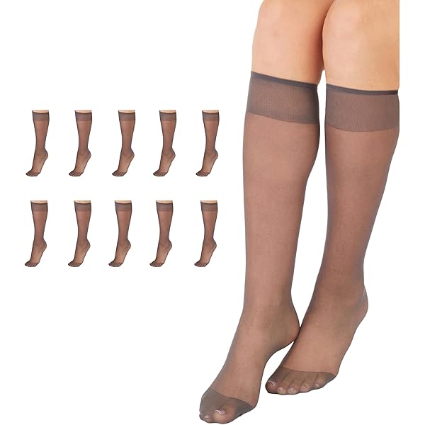 Plus Size Knee High Socks Thin Socks Women MANZI 12 Pairs Nylon