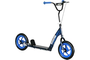 AIYAPLAY Trottinette Enfant patinette Scooter Enfant de 6 à 12 Ans Grandes Roues Ø30 cm Hauteur réglable Frein arrière béquille