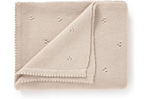 DovFanny Cotton Cellular Baby Blanket Knitted Soft Blanket for Newbron Baby Boy and Girls 100 x 80cm