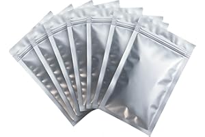 Plaphy 100 Bolsas Zip Herméticas Planas, Bolsas de Aluminio con Cierre Resellable, Bolsas Mylar Autocierre para Envasado, Organización y Almacenamiento de Alimentos (Plateado, 7 x 13 cm)