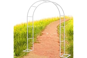 ARTSIM Rosen Torbogen Gartenbogen für Kletterpflanzen Rosenbogen Rankhilfe Rankgitter Metall stabil Rankbogen 160cm 180cm 200cm 240cm 280cm 350cm 120cm Freien Hochzeit Torbogen (Color : Weiß, Size : B350 x