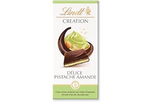 Lindt - Tablette CRÉATION Délice Pistache Eclats D'Amandes - Chocolat Noir, 150g