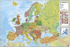 Erik® - Poster Carte de l'europe - Papier Glacé - 91x61cm