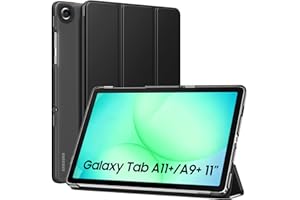 MoKo Cover Custodia Compatibile con Samsung Galaxy tab A11+ Plus 11 Pollici 2025/Galaxy Tab A9+ Plus 11 Pollici 2023, Retro in PC Rigido Semi-Trasparente, Auto Sveglia/Sonno, Nero