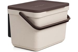 TATAY Kitchen Food Waste Caddy 6L | Organic Bin Smart With Support Bracket and Screws Included | Compact and Functional Design | Made from 100% Recycled Materials | 26.5x20.5x18.5 cm, Ecohome