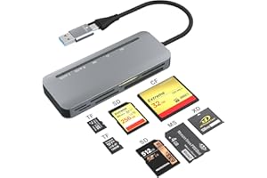 RYTAKI PRO SD Card Reader USB 3.0 & USB C Dual Connector Card Reader - 7 in 2 High Speed Micro SD Card Reader Multi Memory Card Adapter for SDXC, SDHC, SD, MMC, RS-MMC, Micro SDXC, Micro SD, Micro SDHC