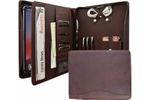 CALFINDER Teczka do pisania A4, skórzana teczka konferencyjna, teczka ze schowkiem/notatnikiem A4, skórzana, rozszerzana, organizer na dokumenty, teczka na tablet do iPada Pro 12,9 (2018/2020/2021),