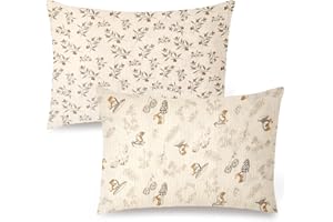 HYHIOTS Lot de 2 taies d'oreiller en mousseline de coton pour enfants avec fermeture à rabat pour 33 x 45,7 cm, 35,6 x 48,3 cm, 30,5 x 40,6 cm (animal)