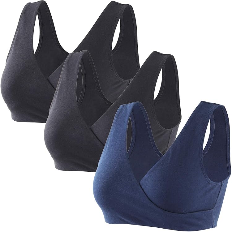 Lot De 4 Soutiens-Gorge D'Allaitement Sans Armatures - Coton 95% - Taille 34-42/75AD-95AD - Coussinets Amovibles - Pour Grossesse, Allaitement Et Sommeil