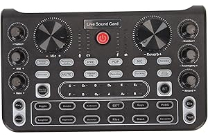 Fockety Mezclador de Audio Profesional, Tarjeta de Sonido en Directo Bluetooth Mesa de Mezclas con Múltiples Efectos de Sonido, Equipo de Estudio Podcast para Streaming, Podcasting