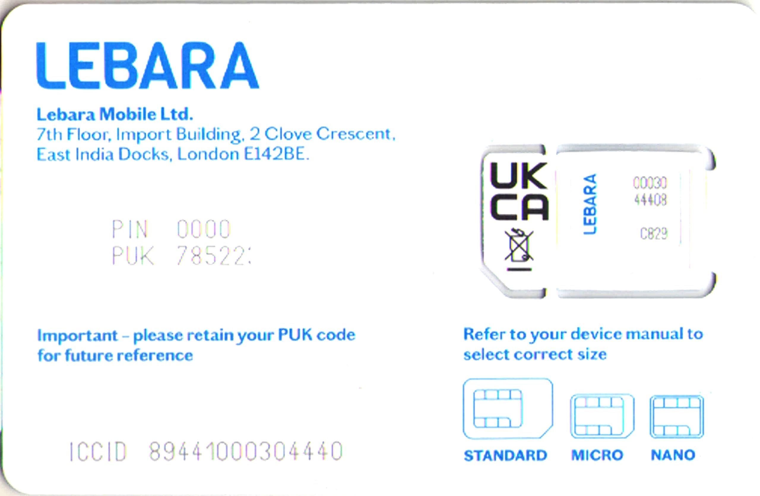 Lebara Mobile UK SIM Card (1000 Min UK+100Min India +3GB) This Will Only Work in UK, Not in India