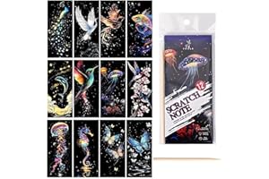 UIEXAY Magic Rainbow Papier à gratter, Lot de 12 Dessin Gratter pour Adulte Enfants(15.6x7cm), Carte à Gratter pour Écriture, Jeux, Activité Manuelle pour Adulte (Monde animal)