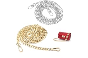 BNFGD 2 pcs Bag Chains, Gold Chain for Bag, Sliver Metal Replacement Chain DIY Handbag Chain, Shoulder Bag with Adjustable Metal Buckles for Purse Bag Chain Strap Replacement