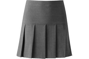 LUXE DIVA Girls Kids Women Ladies School Uniform All Round Pleated School Skirt with Zip Drop Waist Girls Ladies School Drop Waisted Pleated Skirt Formal in Black Grey & Navy