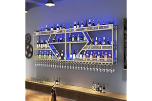 RAJYQODIS Botellero de Vino de Pared, Botellero de Vino Grande de Metal 3 Niveles,Estantes Flotantes, Decoración de Bares y Restaurantes en el Hogar (Oro, 160cm)