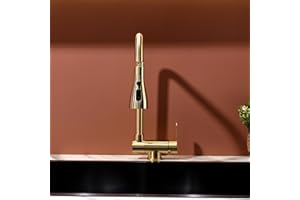 SJQKA Mitigeur Cuisine Rabattable or brosse, Robinet Cuisine Rabattable Avec 3 Jets Modes,robinet Cuisine Pliable Pour Fenêtre,Mitigeur Evier Cuisine En Acier Inoxydable 304 Brossé (or brosse)