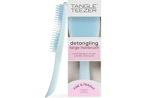 Tangle Teezer Ultimate Detangler Fins et Fragiles, Grande Brosse à Cheveux pour Cheveux Colorés, Fins et Délicats, Picots Souples à 2 Niveaux, Réduit la Casse, ne Tire pas, Bleu Mer