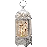 Konstsmide 4284-200 LED Water Lantern, "Bullfinch in the Tree", White, Water Filled, 5h Timer, 1 Warm White Diode, Battery Op