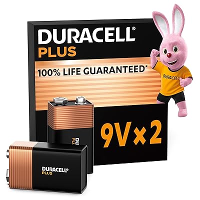 Duracell Plus 9V Batteries (2 Pack) - Alkaline - 100% Life Guaranteed - Reliability For Everyday...