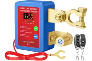 RONGHAONAN Coupe Circuit Batterie, 12v 240 A Disjoncteur de batterie télécommandé sans fil, avec Led Affichage Coupe Batterie, Interrupteur D'arrêt Automatique pour Voiture, RV, ATV, Camion, Bateau ﻿(bleu)