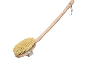 Hydrea London Dry Body Brush – Long Handled Exfoliating Dry Skin Brush with Vegan Cactus Bristle, Dry Brush Cellulite Remover, Exfoliating Back Scrubber, Helps Improve Lymphatic Drainage - FSC® Certified Beechwood.