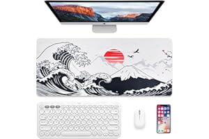Tolenre Mouse Pad Gaming Large Desk Pad Washable Keyboard Pad Laptop Desk Mat, Extended Large Desk Pad, Anti-Fray Stitched Edges, Non-Slip Rubber Base, Large Mouse Pad for Office & Home (White)