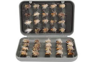 ‎EJOYOUS 40 Stück Fliegenfischen Set, Trockenfliegen Angel Fliegen Kunstköder Set mit Fliegenbox Forellenköder Fischen Köder mit Haken Angelzubehör