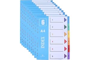 ‎AMO HERMOSO AMO HERMOSO 10er 6 Teiliges Register Trennblätter für Ordner A4, Organisationshilfe für Akten und Dokumente, DIN A4 PP Trenn-Blätter für die Ordner-Organisation im Büro, 1-6 teiliges