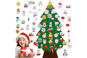 QIFU Albero Di Natale In Feltro Per Bambini,2.8ft Christmas Tree Con 34 Staccabili Velcro Ornamenti Natalizio,Diy Addobbi Natalizi Per La Casa Porta Parete Interno Party Decorazioni Natalizie,Regali Natale