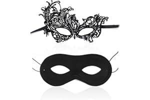 ZWZNBL Paquete de 2 máscaras de graduación para parejas, 1 patrón de fénix, 1 estilo clásico negro, vendas de encaje para fiesta sexy y elegante, carnaval de Venecia, Halloween, bailes de máscaras,