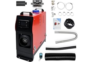 TRMLBE Chauffage de stationnement Diesel 8 KW 12 V pour Voiture Chauffage à air Diesel intérieur avec télécommande Interrupteur LCD pour Camping-Car Bateau Camion Bus (Type D, Rouge + LCD Noir)