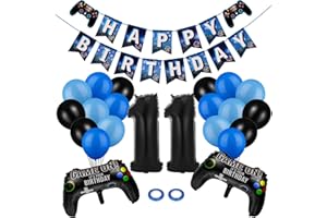 Cerolopy 25 Pcs Video Game Birthday Party Decorations Set, Video Game Party Supplies Decoration Kit Gaming Controller Balloons Gamer Foil Balloon Happy Birthday Gaming Banner (Age 11)