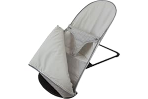 BORDA Y MÁS Sac convertible en housse ou housse avec couvercle pour transat BabyBjörn Balance et Balance Soft. Plusieurs modèlles et coulelurs disponibles. (Pois/Vichy Grau)
