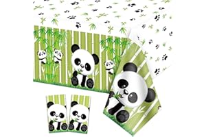 QUERICKY 2 pezzi Tovaglie a tema panda, 220x130cm carino panda rettangolo copritavolo, decorazioni a tema panda per la festa di compleanno dei bambini, forniture per la festa panda, decorazioni per la festa