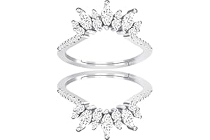 Uloveido Women's 925 Sterling Silver Marquise Cut CZ Crown Wedding Ring Guard Enhancer 2pcs Stack Rings Set Y1025