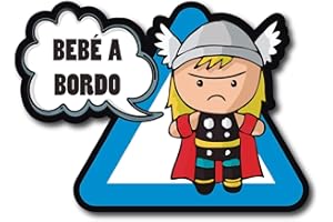 CUAC REVOLUTION Pegatina Bebe A Bordo Thor de Marvel Comic Vinilo Impreso para Coche (Exterior)