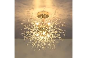 ‎RAYOFLY Rayofly Moderne Kristall Deckenleuchte, Feuerwerk Kristall Kronleuchter, 8-flammige Golden Deckenleuchten, Dimmbare Pendelleuchte, Kristalle Lampe für Wohnzimmer, Schlafzimmer, Esszimmer, Küche, Flur