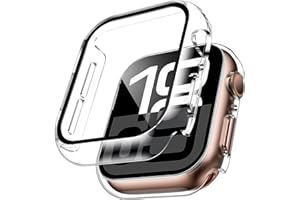 TAURI 2 Pièces PC Coque Compatible avec Apple Watch Series 10 46mm, Protection écran Dur Ultra Mince [Sensible au Toucher] en Verre trempé iWatch Series 10 46mm-Transparent