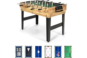 GYMAX 10-in-1 Multi Game Table, Combo Games Table Set with Foosball, Hockey, Billiard, Table Tennis, Shuffleboard, Bowling & 4 Board Games, Indoor Combination Games Table for Kids Adults