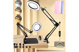 UCAMP Lampe Loupe Toolour Loupe Eclairante,Loupe avec Lumière,10X Grande Loupe de Lecture avec Lumière pour Travaux Couture Réparations Loisirs Créatifs Lecture,Loupe sur Pied avec Lumières
