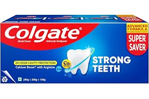 Colgate Strong Teeth, 500g (200g + 200g + 100g), Calcium-boost Tooth Paste for 2X Stronger Teeth, Protects Enamel, Whitens Teeth, Fresh Breath & Prevents Cavities (Combo Multipack)