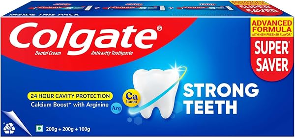 Colgate Strong Teeth, 500g (200g + 200g + 100g), Calcium-boost Tooth Paste…