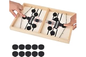 WILLINGOOD Juego de mesa de hockey, juego de mesa de hockey de madera, juego de mesa de rebote, catapulta de hockey de mesa, juego de tablero de ajedrez portátil, juego de mesa de escritorio